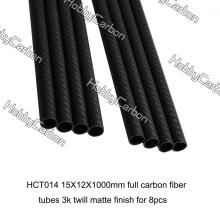 15*12*1000mm Carbon Fiber Tubes Matte Finish